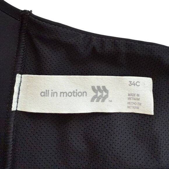 All in Motion High Support Front Zip Black Sports Bra size 34 C - Picture 4 of 6